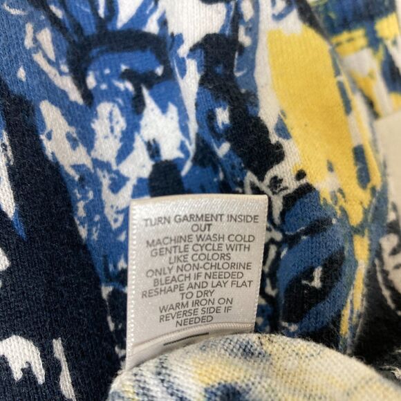 CJ Banks Button Up Cardigan Size X  or 14W Yellow Blue Lightweight Stretch Knit - Picture 5 of 5